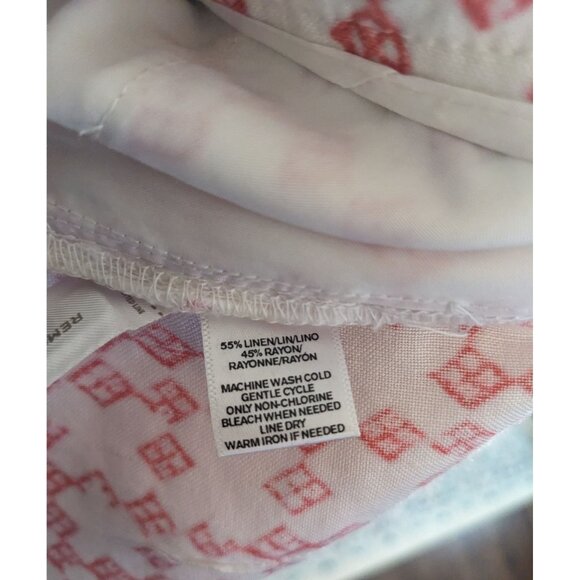 LOFT Pink and White Boho Printed Skirt with Pleats and Pockets - 8 - Picture 8 of 9